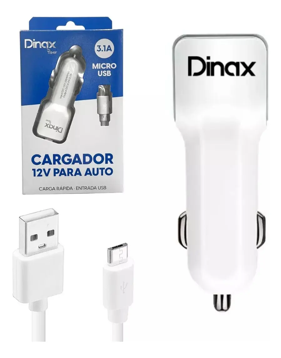 Cargador Auto Dinax 3.1A Micro USB 12V