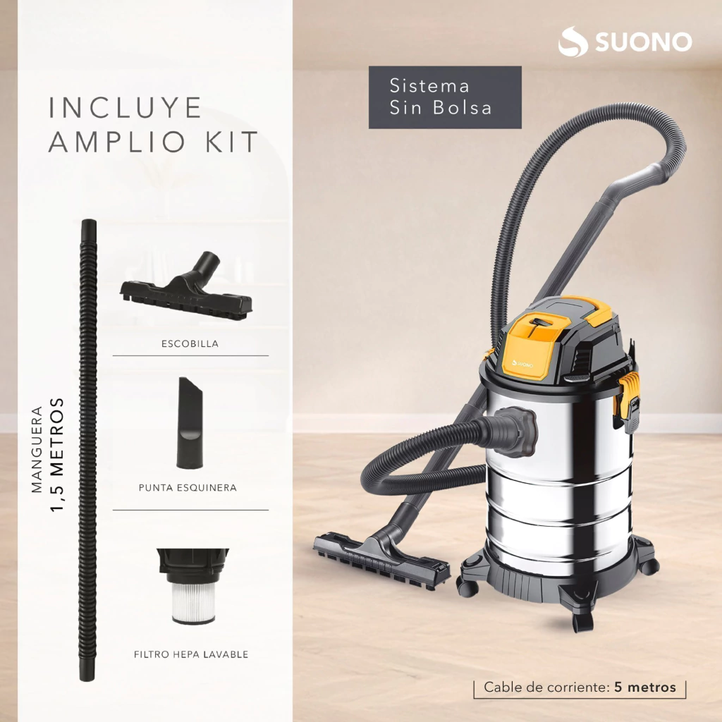 Aspiradora de Tacho Industrial Suono 30L 1300W