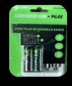 Cargador De Pilas USB + 2 Pilas Aaa/aa