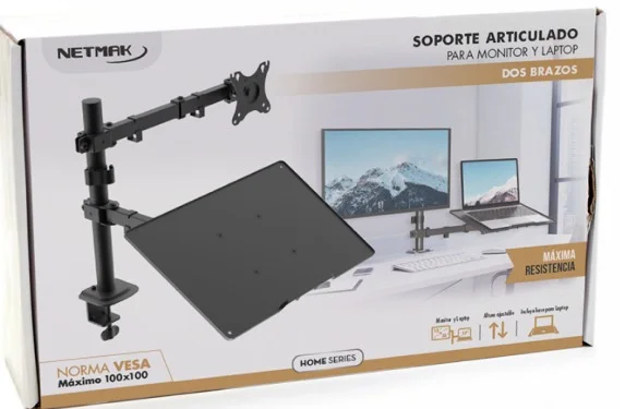 Soporte Articulado Para Monitor Hasta 32" Y Laptop Hasta 17"