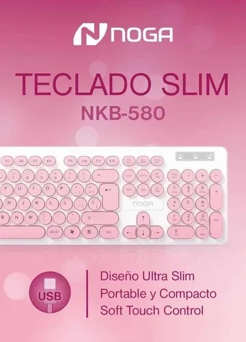 Teclado Noga Slim Rosa Nkb-580