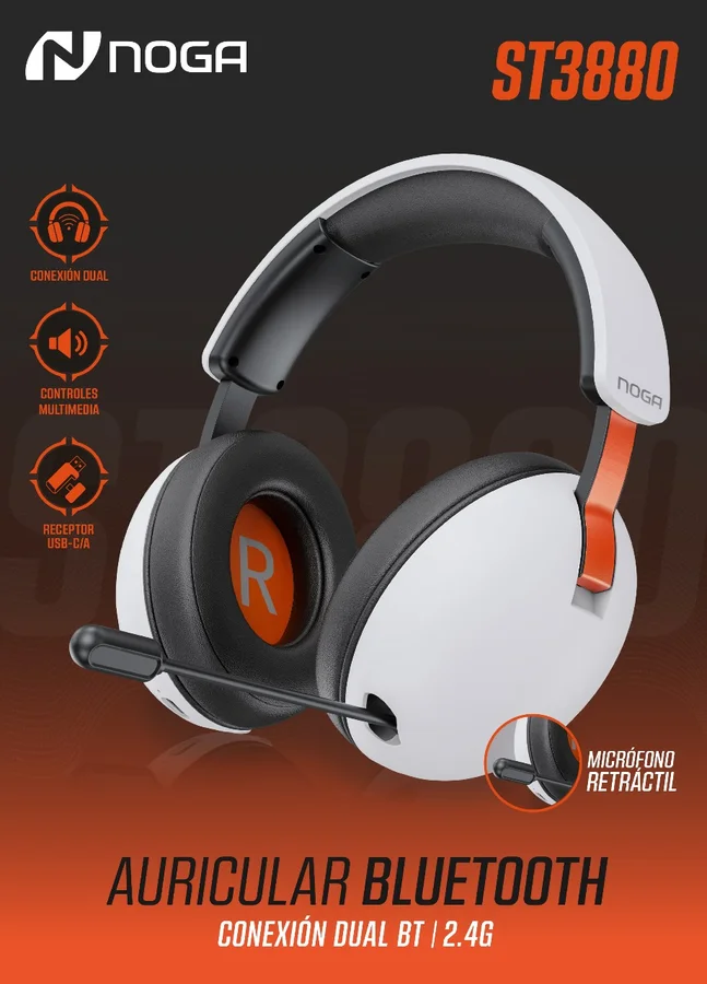 Auricular Gamer St3880 C/mic 3d Sound Profesional - BT + 2,4g + 3,5 - Receptor USB - USB C