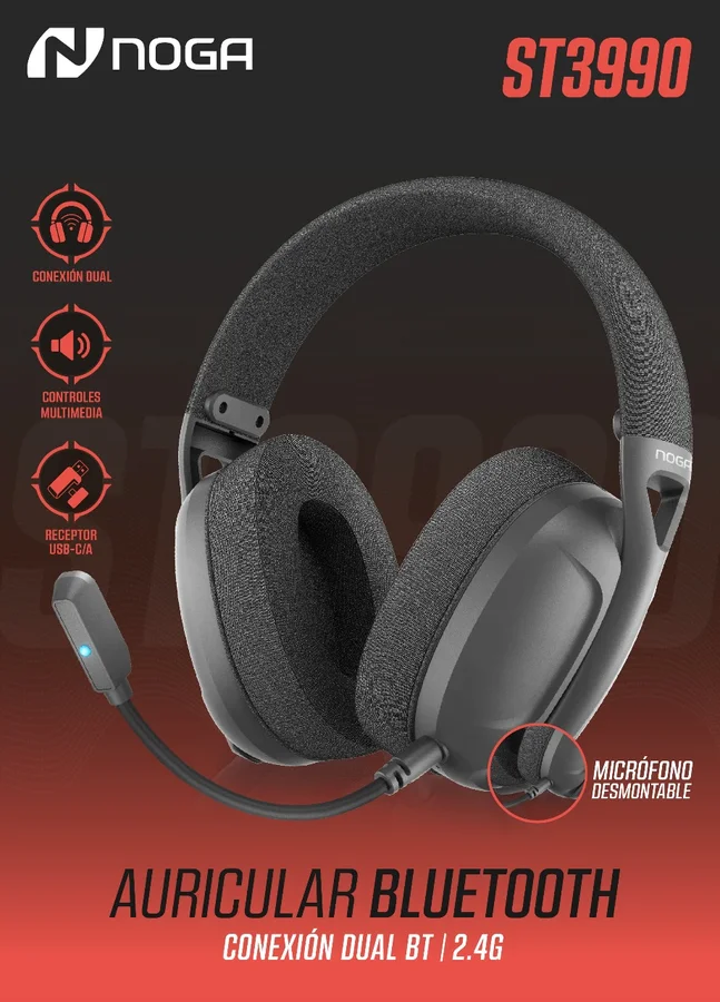Auricular Gamer St3990 C/mic 3d Sound Profesional - BT + 2,4g + 3,5 - Receptor USB - USB C