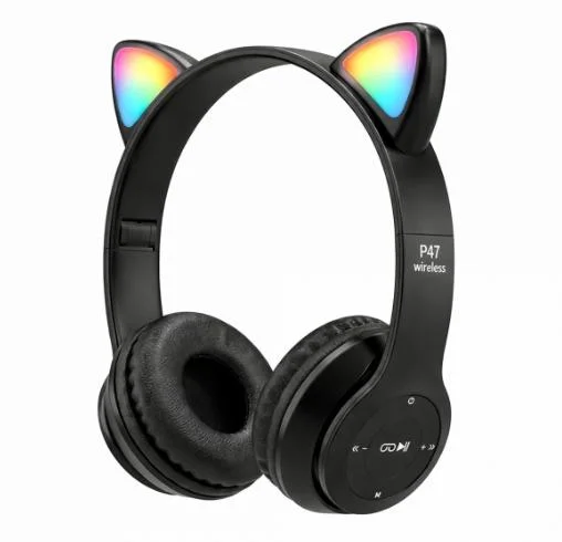 Auricular Orejas De Gatito Sin Huellita Negro