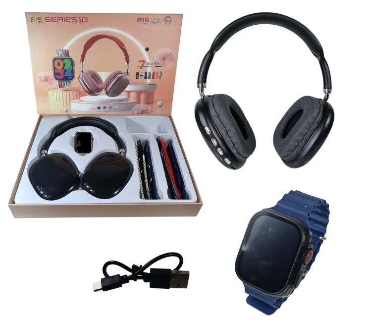 Set Auricular Vincha Inalambrico P9 + Smartwatch Series 10 + 7 Mallas