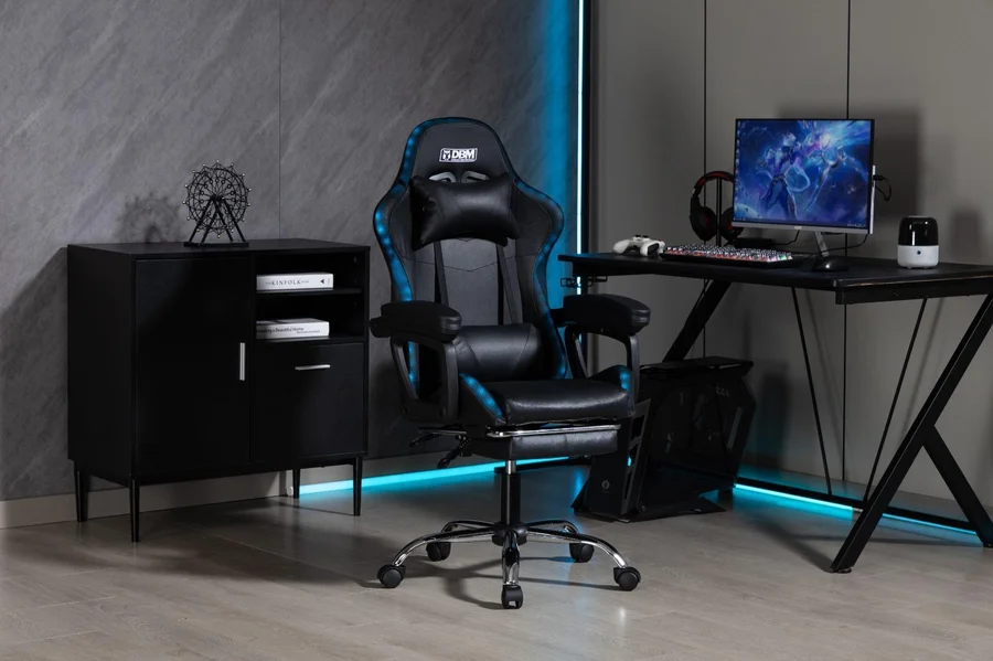 Silla Gamer RGB Con Apoya Pies Negra